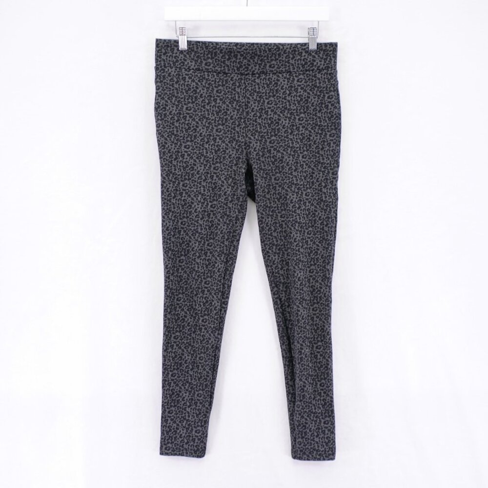 Ann Taylor Loft Cheetah Print Gray Black Leggings 31 / 26.5 Medium Rayon Nylon